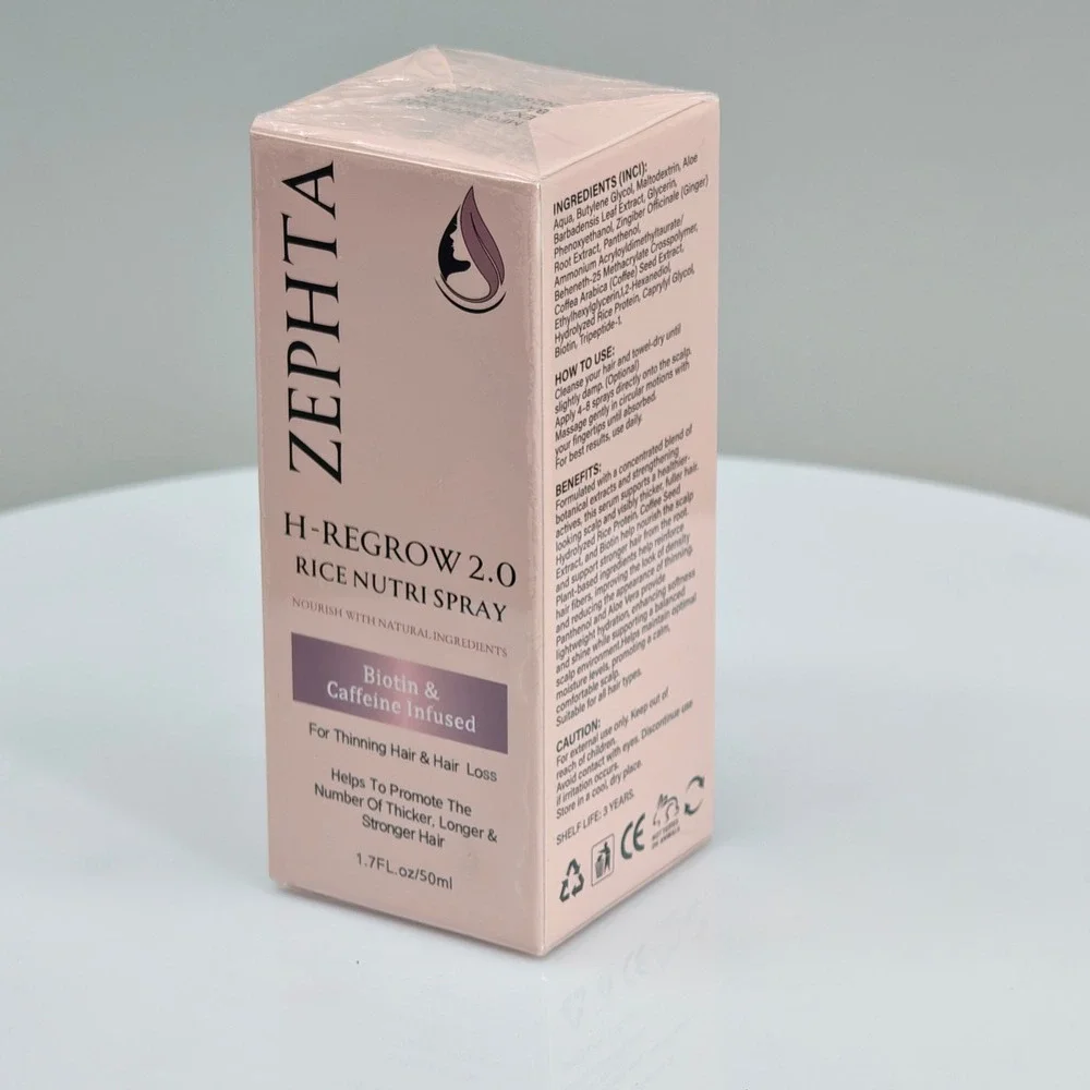 Zephta H-Regrow 2.0 Rice Nutri Spray 1.7oz Biotin Caffeine Hair Loss Treatment‎